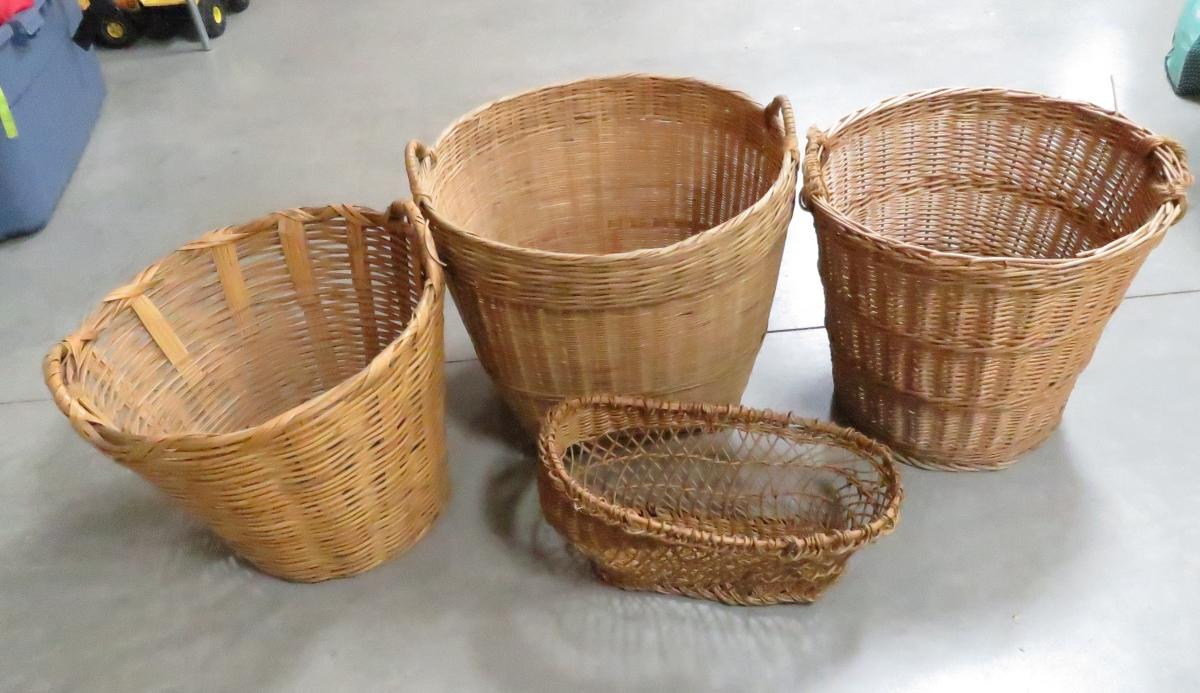 4 Hand Woven Wicker Baskets