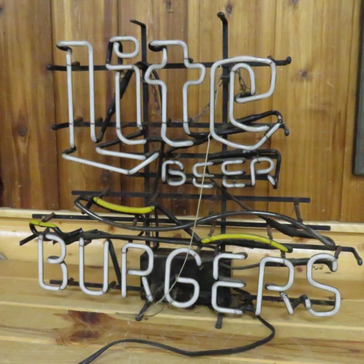 Vintage LITE Beer BURGERS Neon- Broken tube