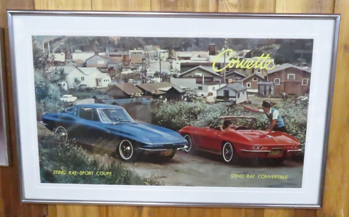 3 Framed Vintage Corvette Posters