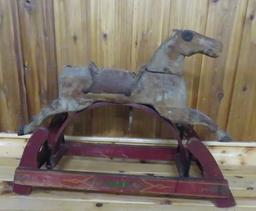 Child's Antique Wooden Ride On Horse