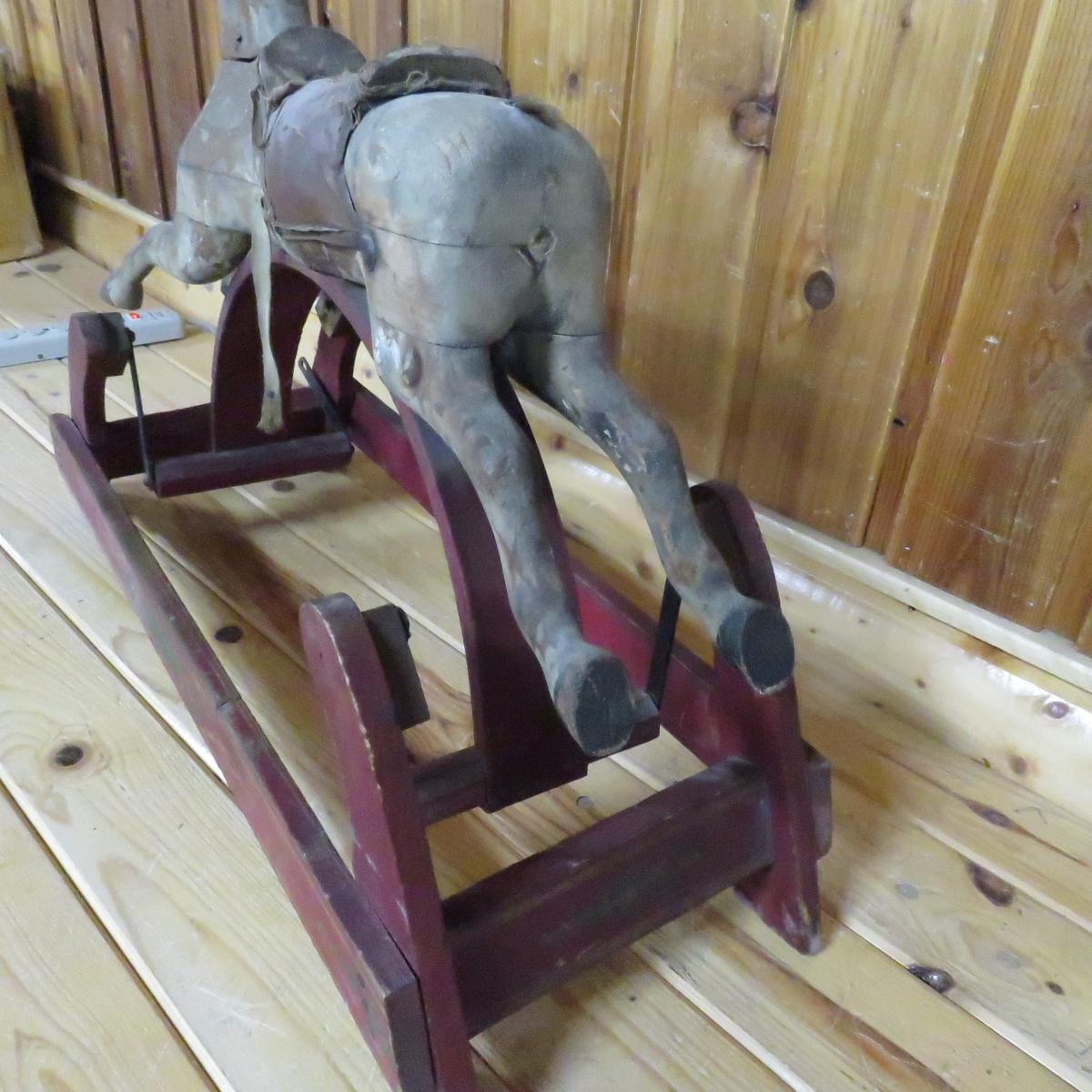 Child's Antique Wooden Ride On Horse