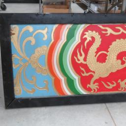 Wooden Handpainted Dragon Panel 94 x 22.5"