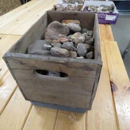 55 pounds mixed rocks and minerals in crate