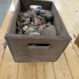 55 pounds mixed rocks and minerals in crate