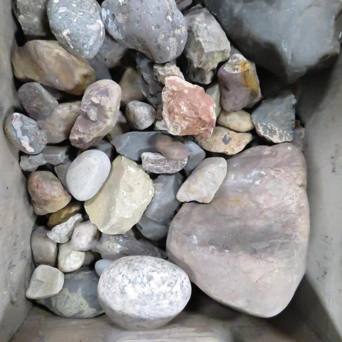 55 pounds mixed rocks and minerals in crate