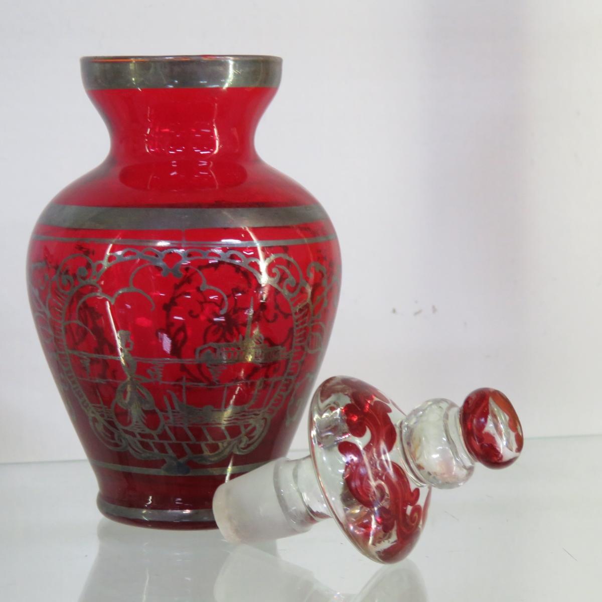 Antique Ruby Red Cut Clear Czech & Other Glass