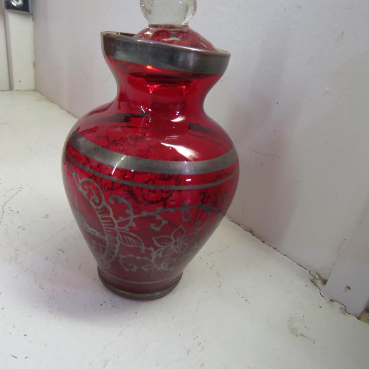 Antique Ruby Red Cut Clear Czech & Other Glass