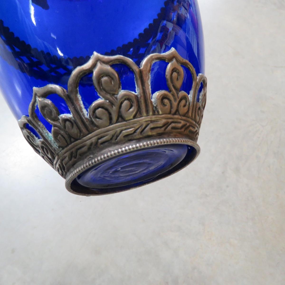 Antique Hand Painted Cobalt & Other Blue Glass