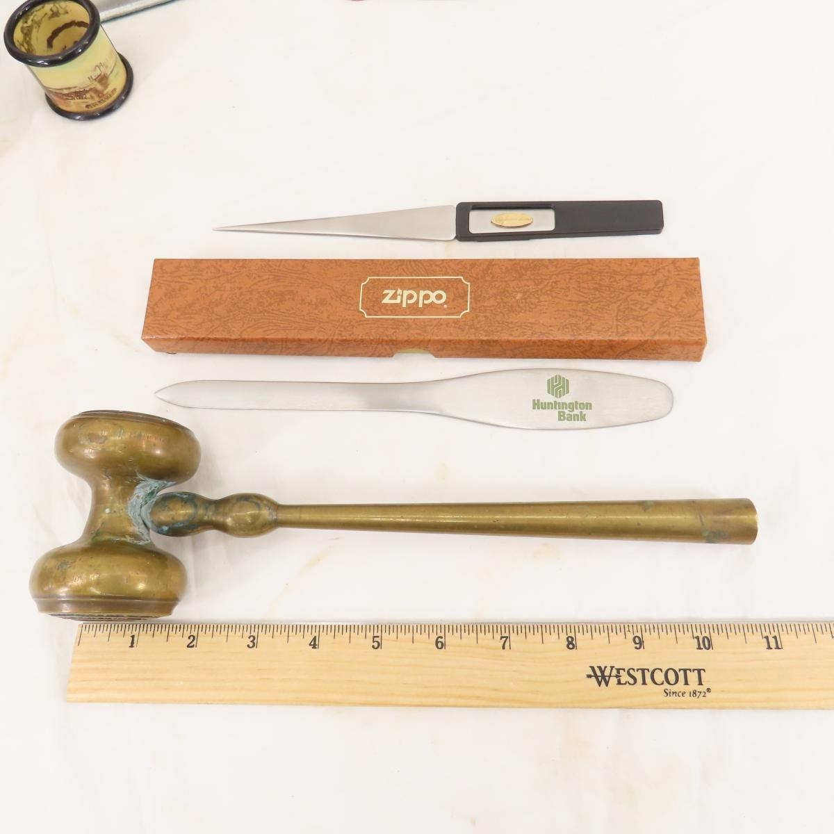 Brass Gavel, Bookends, Shoe Sample & More