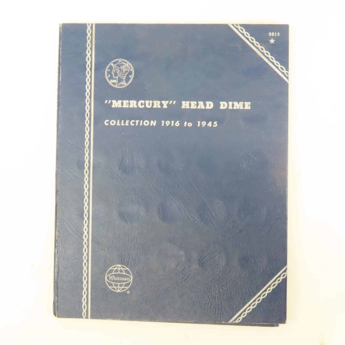 55 Mercury Dimes in 3 partial books 1917-1945