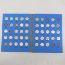 44 Roosevelt dimes in partial book 1946-1964