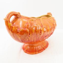 2 Orange Rum Rill Red Wing Art Pottery Pieces