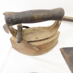 Antique Hardware, Sad Iron, Ice Tongs & More