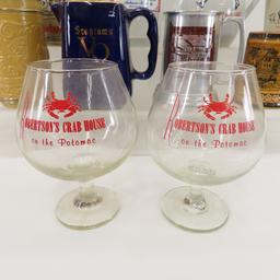 Glass and ceramic steins and bar glasses