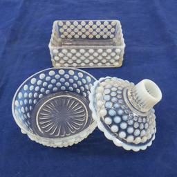 Vintage Opalescent Hobnail Moonstone Glassware