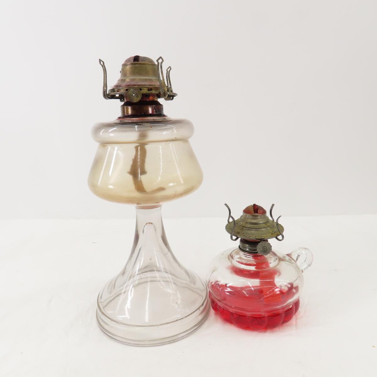 5 Antique Oil Lamps with Shades