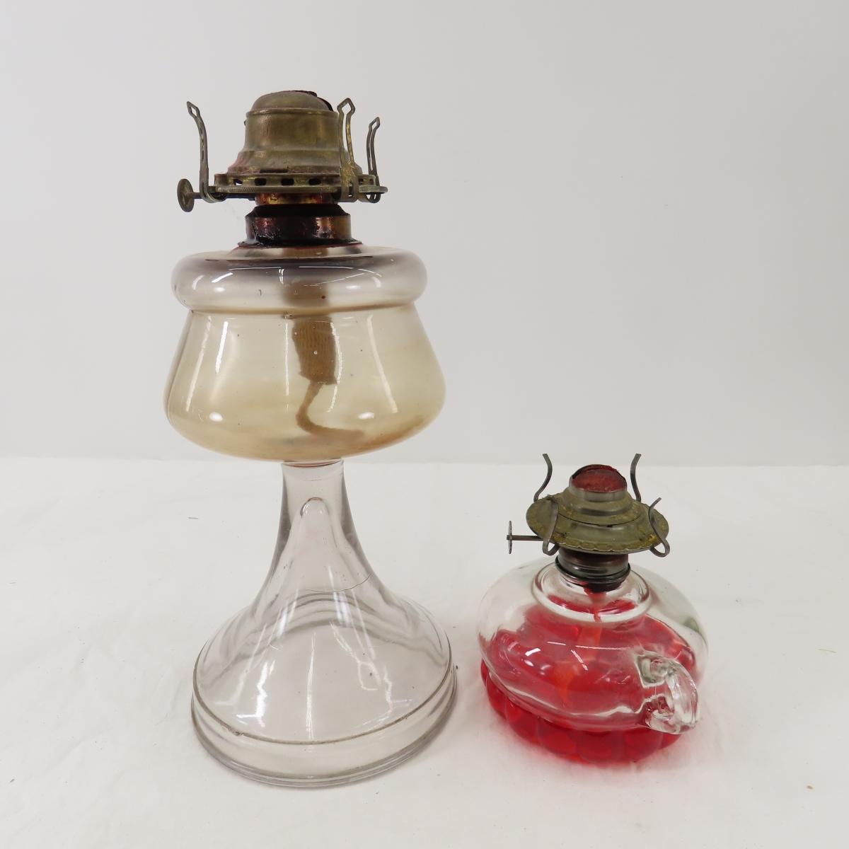 5 Antique Oil Lamps with Shades