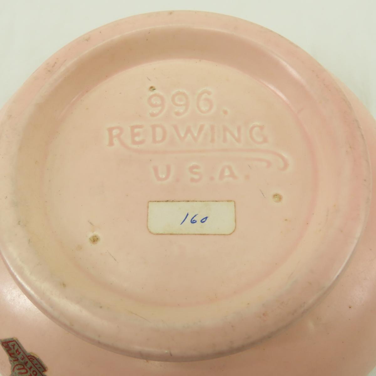 8 Red Wing Pink Art Pottery Pieces