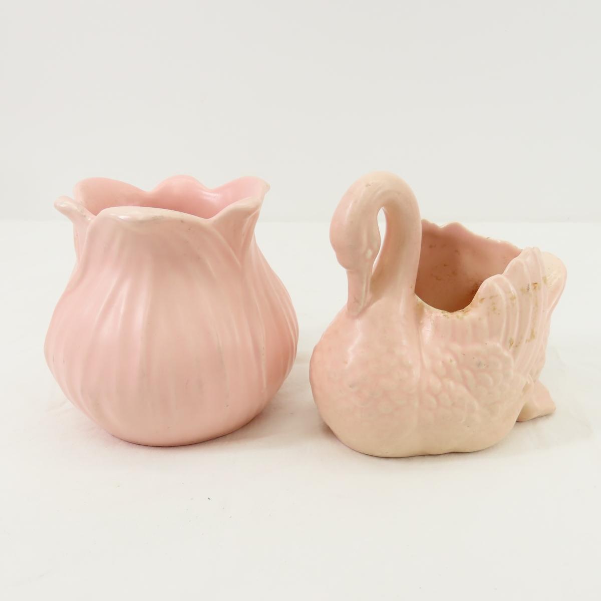 8 Red Wing Pink Art Pottery Pieces