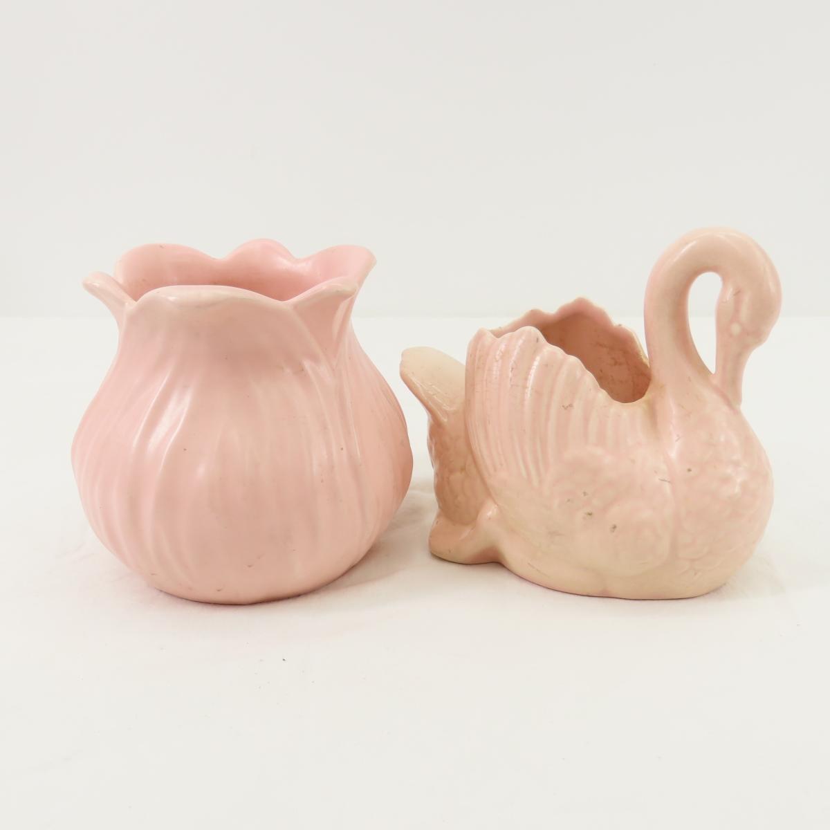 8 Red Wing Pink Art Pottery Pieces