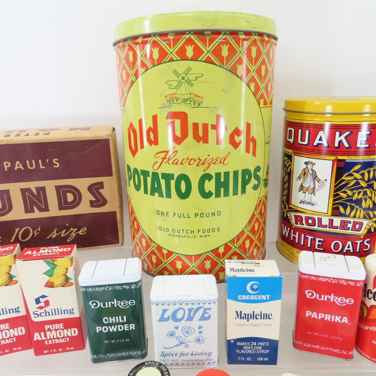 Antique Spice & Other Food & Cocoa Tins & Bottles