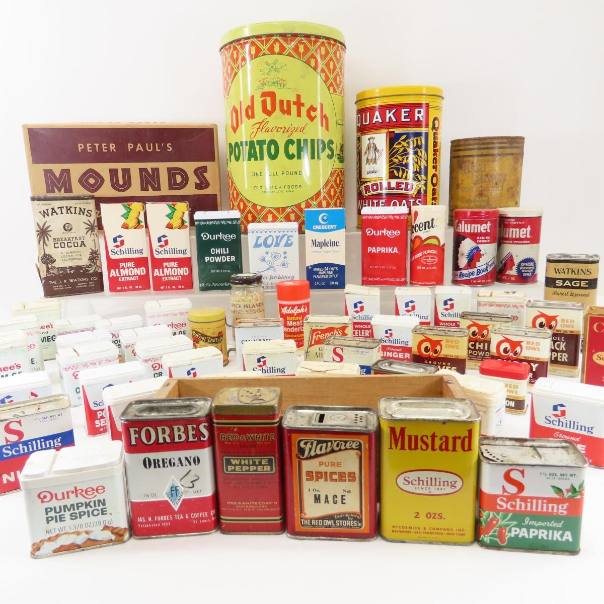 Antique Spice & Other Food & Cocoa Tins & Bottles