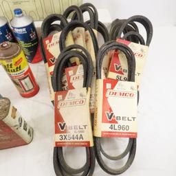 Brake Fluid, 10 Vintage V-Belts & More