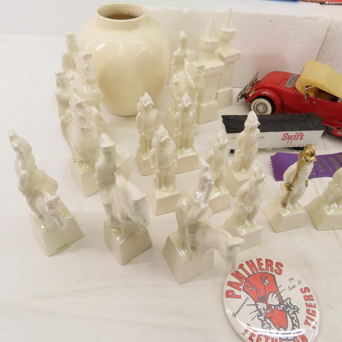 Ceramic Chess Pieces, Model Car & More