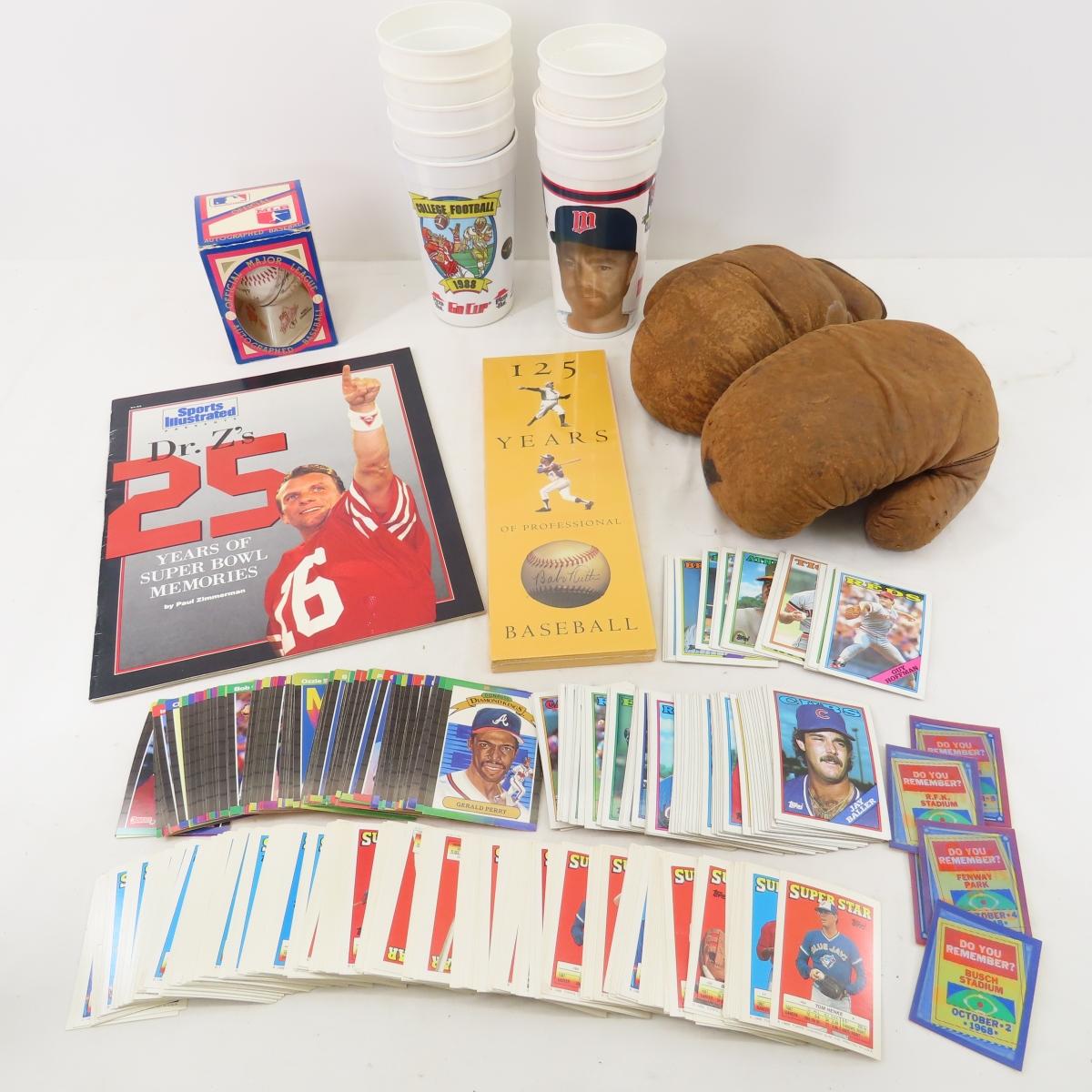 Vintage Boxing Gloves, Sports Cards, Cup & More