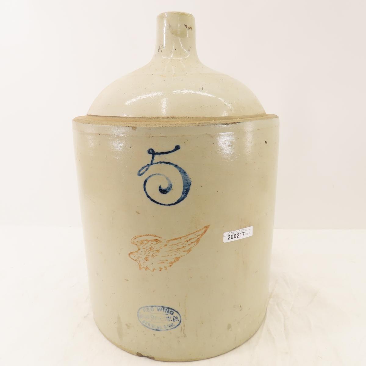 5 Gallon Red Wing Union Stoneware Jug