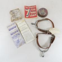 WWI Era Spurs, USN paperweight & More
