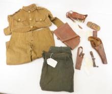 WWI Era Child's Military Uniform & Toy Revolver