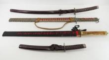 4 Unmarked Japanese Style Swords in Sheaths