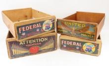 4 Wood Fruit crates with Antique Fruit Labels