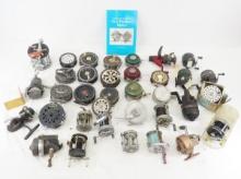 Collection of vintage fly, spinning & casing reels