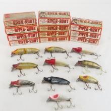 21 Vintage River Runt fishing lures with boxes