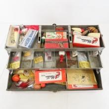 Vintage tackle box with lures and gear