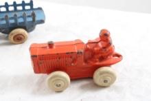 3" Cast Iron Tractor, 4.25" Cast Metal Stake Truck