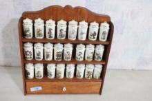 Hummel Wood Spice Rack, 24 Spice Jars Danbury Mint