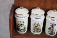 Hummel Wood Spice Rack, 24 Spice Jars Danbury Mint