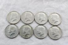 8 Kennedy Half Dollars All 1969 40% Silver