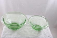 2 Hazel Atlas Vaseline Glass Nesting Bowls