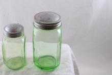 3 Vaseline Uranium Glass Jar/Shakers