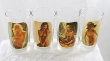 4 Nude Lady Drinking Glasses