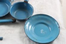 23 Piece Blue Enamelware Child's Play Tea Set