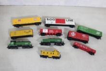 10 HO Train Cars Engine w/A Pusher, Ore Car, Plus