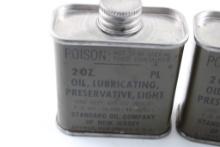 Military 3 Standard Oil Co. Oil Lubricating Cans