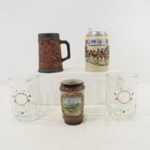 3 Oktoberfest Steins & 2 Other German Steins