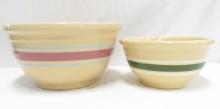 2 Watt Oven Ware Banded Bowls- 12" Pink & 7" Green
