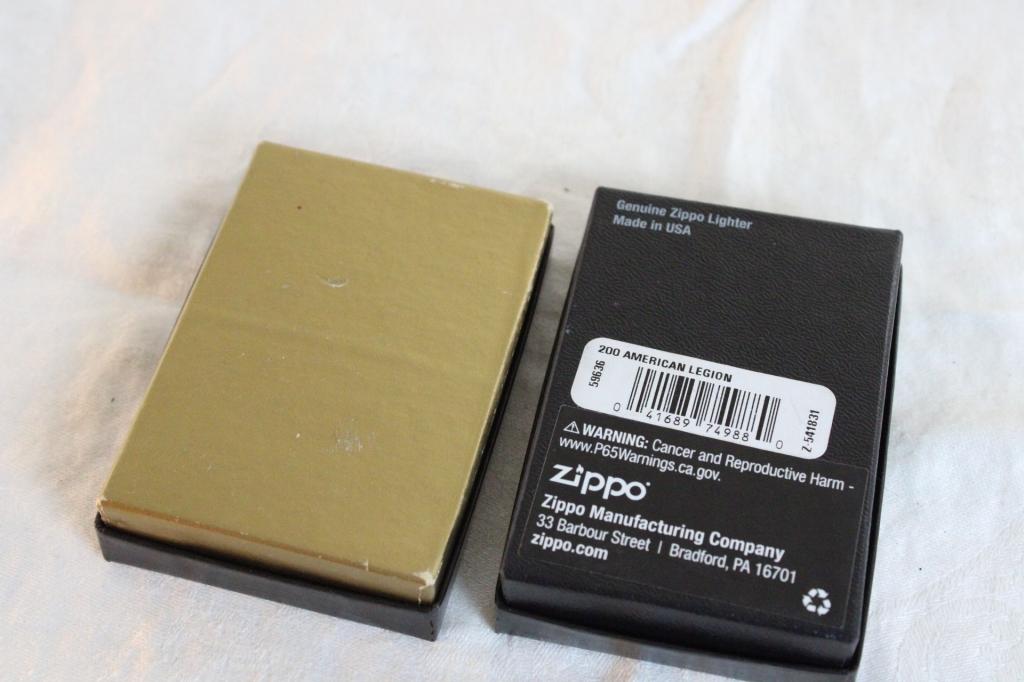 2 Zippo Lighters in Boxes Brass A 01 & Other